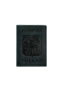 Фото Шкіряна обкладинка для паспорта з польським гербом зелена Crazy Horse (BN-OP-PL-iz)