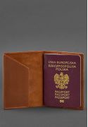 Фото Кожаная обложка для паспорта с польским гербом светло-коричневая Crazy Horse (BN-OP-PL-k-kr)