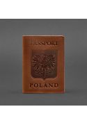 Фото Шкіряна обкладинка для паспорта з польським гербом світло-коричнева Crazy Horse (BN-OP-PL-k-kr)