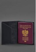 Фото Шкіряна обкладинка для паспорта з польським гербом темно-синя Crazy Horse (BN-OP-PL-nn)