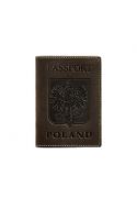 Фото Шкіряна обкладинка для паспорта з польським гербом темно-коричнева Crazy Horse (BN-OP-PL-o)