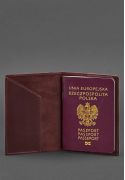 Фото Шкіряна обкладинка для паспорта з польським гербом бордова Crazy Horse (BN-OP-PL-vin-kr)