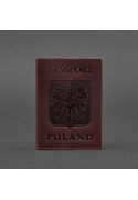 Фото Шкіряна обкладинка для паспорта з польським гербом бордова Crazy Horse (BN-OP-PL-vin-kr)