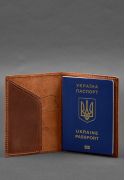 Фото Шкіряна обкладинка для паспорта з мапою України світло-коричневий Crazy Horse (BN-OP-UA-M-k-kr)
