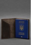 Фото Шкіряна обкладинка для паспорта з мапою України темно-коричневий Crazy Horse (BN-OP-UA-M-o)