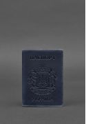 Фото Кожаная обложка для паспорта с украинским гербом синяя