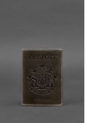 Фото Кожаная обложка для паспорта с украинским гербом темно-коричневая