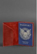 Фото Кожаная обложка для паспорта коралловая с американским гербом