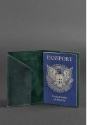 Фото Кожаная обложка для паспорта с американским гербом зеленая