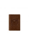 Фото Кожаная обложка для паспорта с американским гербом светло-коричневая