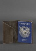 Фото Кожаная обложка для паспорта с американским гербом темно-коричневая