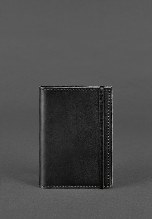 Кожаная обложка для паспорта 1.0 черная Crazy Horse