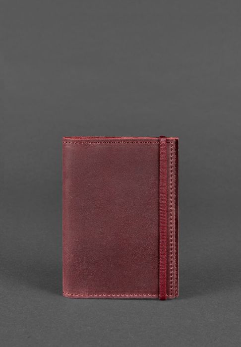 Кожаная обложка для паспорта 1.0 бордовая Crazy Horse