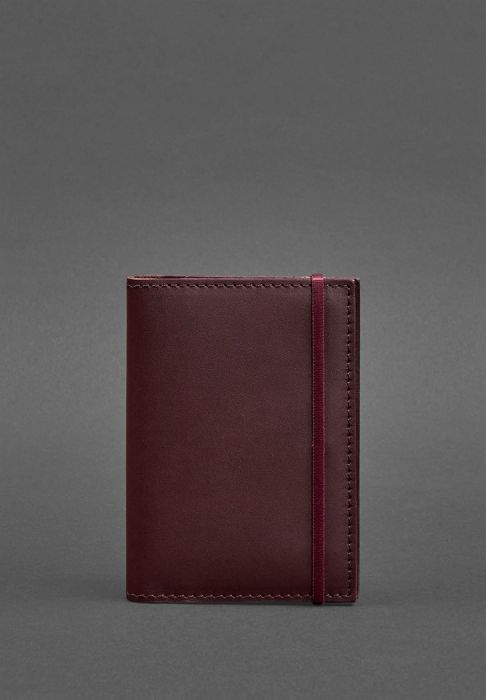 Шкіряна обкладинка для паспорта 2.0 бордова Краст