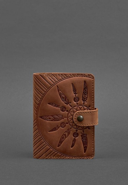 Женская кожаная обложка для паспорта 3.0 Инди коричневая