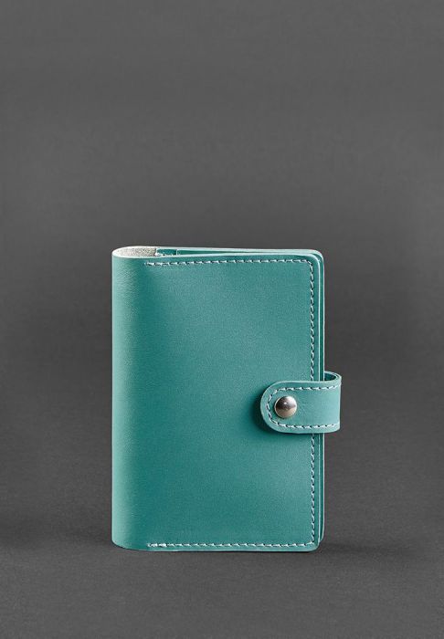 Шкіряна обкладинка для паспорта 3.0 бірюзова