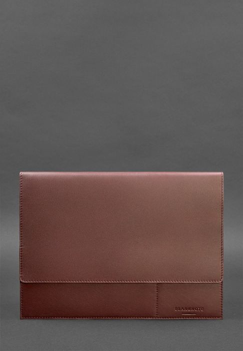 Кожаная папка для документов А4 (на магнитах) бордовая