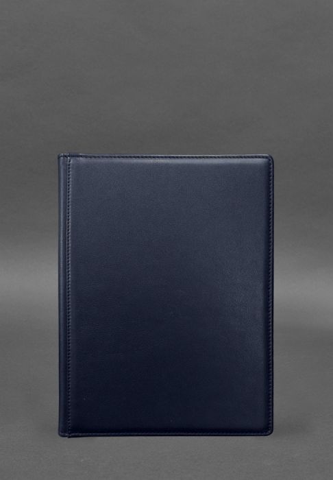 Кожаная папка для документов на подпись темно-синяя
