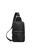 Фото Кожаный мужской рюкзак (сумка-слинг) на одно плечо Брутал Blackwood черный (BN-BAG-48-bw)