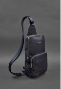 Фото Кожаный мужской рюкзак (сумка-слинг) на одно плечо Брутал Blackwood синий (BN-BAG-48-bw-navy)