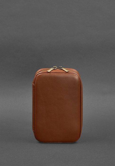 Фото Кожаная косметичка-несессер 7.0 светло-коричневый краст (BN-CB-7-k)