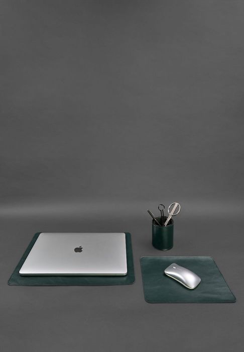 Набор для рабочего стола из натуральной кожи 1.0 зеленый краст