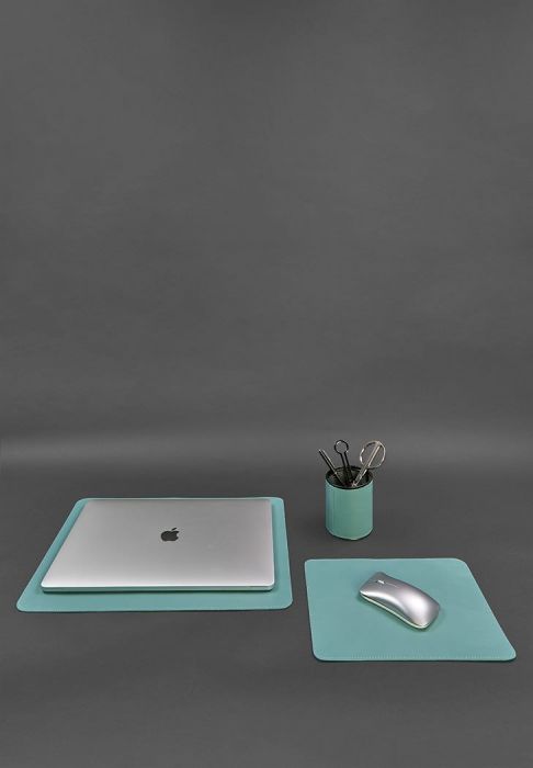 Фото Набор для рабочего стола из натуральной кожи 1.0 бирюзовый краст (BN-set-1-tiffany)