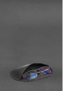 Фото Шкіряний чохол для окулярів із клапаном на резинці Чорний Crazy Horse (BN-GC-24-1-g-kr)
