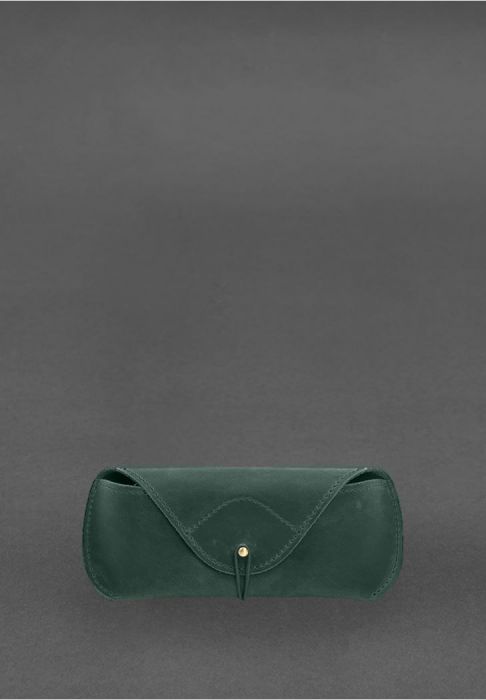 Кожаный чехол для очков с клапаном на резинке Зеленый Crazy Horse