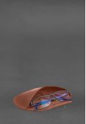 Фото Кожаный чехол для очков с клапаном на резинке Светло-коричневый Crazy Horse (BN-GC-24-1-k-kr)