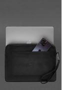 Фото Кожаный чехол для ноутбука на молнии с карманом и хлястиком на руку Черный (BN-GC-29-g)