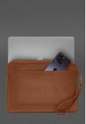 Фото Шкіряний чохол для ноутбука на блискавці з кишенею та хлястиком на руку Світло-коричневий (BN-GC-29-k)