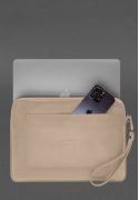Фото Шкіряний чохол для ноутбука на блискавці з кишенею та хлястиком на руку Світло-бежевий (BN-GC-29-light-beige)