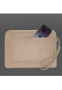 Фото Кожаный чехол для ноутбука на молнии с карманом и хлястиком на руку Светло-бежевый (BN-GC-29-light-beige)