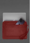 Фото Шкіряний чохол для ноутбука на блискавці з кишенею та хлястиком на руку Червоний (BN-GC-29-red)