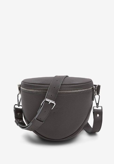 Кожаная сумка поясная-кроссбоди Vacation графит флотар