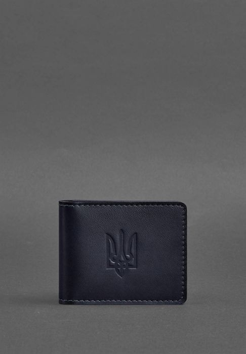 Кожаная обложка для удостоверения с гербом темно-синяя