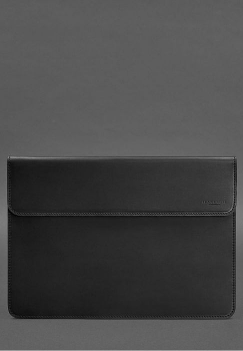 Кожаный чехол-конверт на магнитах для MacBook 15-16 дюйм Черный Crazy Horse