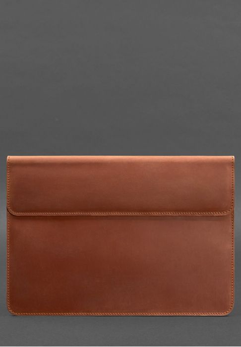 Кожаный чехол-конверт на магнитах для MacBook 15 дюйм Светло-коричневый Crazy Horse