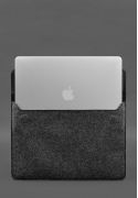 Фото Чохол-конверт із клапаном шкіра+фетр для MacBook 13" Чорний Crazy Horse (BN-GC-13-1-g-kr-felt-d)