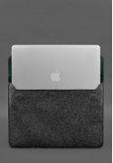 Фото Чехол-конверт с клапаном кожа+фетр для MacBook 14" Черный  Crazy Horse (BN-GC-14-1-g-kr-felt-d)