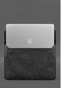 Фото Чохол-конверт із клапаном шкіра+фетр для MacBook 13" Темно-коричневий Crazy Horse (BN-GC-13-1-o-felt-d)
