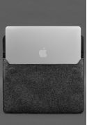 Фото Чохол-конверт із клапаном шкіра+фетр для MacBook 16" Чорний Crazy Horse (BN-GC-16-1-g-kr-felt-d)