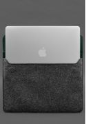 Фото Чехол-конверт с клапаном кожа+фетр для MacBook 15" Зеленый  Crazy Horse (BN-GC-15-1-iz-felt-d)