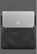 Фото Чохол-конверт із клапаном шкіра+фетр для MacBook 15" Темно-коричневий Crazy Horse (BN-GC-15-1-o-felt-d)