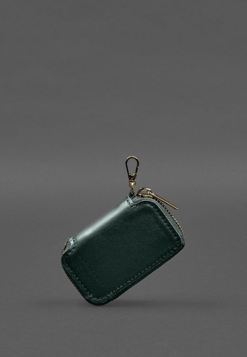 Кожаный чехол для автомобильного ключа зеленый краст