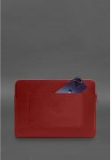 Кожаный чехол для ноутбука на молнии с хлястиком и карманом Красный - Фото 3 