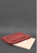 Кожаный чехол для ноутбука на молнии с хлястиком и карманом Красный - Фото 5 