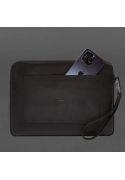 Фото Кожаный чехол для ноутбука на молнии с карманом и хлястиком на руку Черный (BN-GC-29-g)