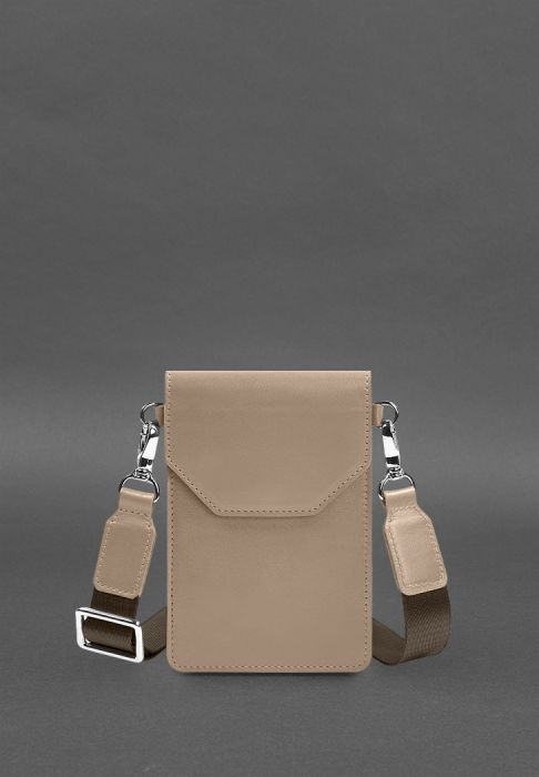 Кожаная сумка-чехол для телефона maxi Светло-бежевый